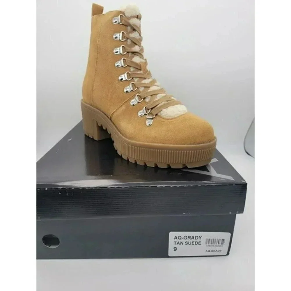 Aqua Women's Grady Sherpa Lined Combat Boots Size 9 (MSRP $148)
